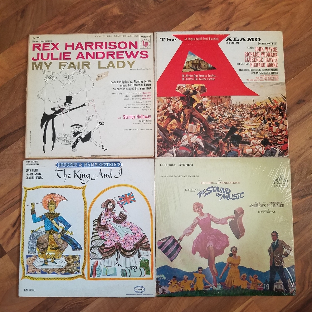 4 LPS RECORD ALBUM Musicals The Sound of Music Alamo Soundtrack My Fair Lady vtg